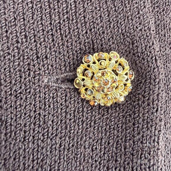 Vintage St John Evening Skirt Suit Set 16 14 Brown Santana Knit Rhinestone Luxur - Picture 8 of 12